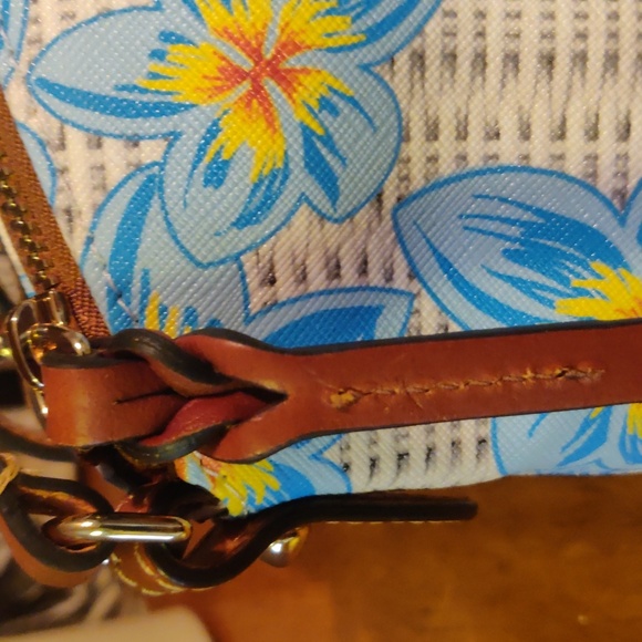 Dooney & Bourke Blue Floral Women's Bag Coated Canvas With Leather - Picture 6 of 12
